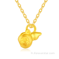 Collier de pendentif coeur en or pure 24k